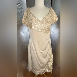 Victoria Royal Ltd Gold Lace-Trim Cocktail Dress Vintage